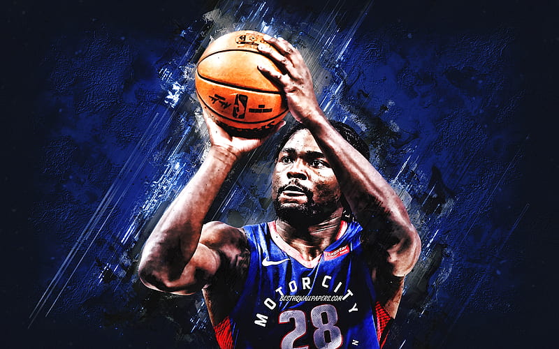 Isaiah Stewart, Detroit Pistons, NBA, American basketball player, blue stone background, USA, basketball, HD wallpaper