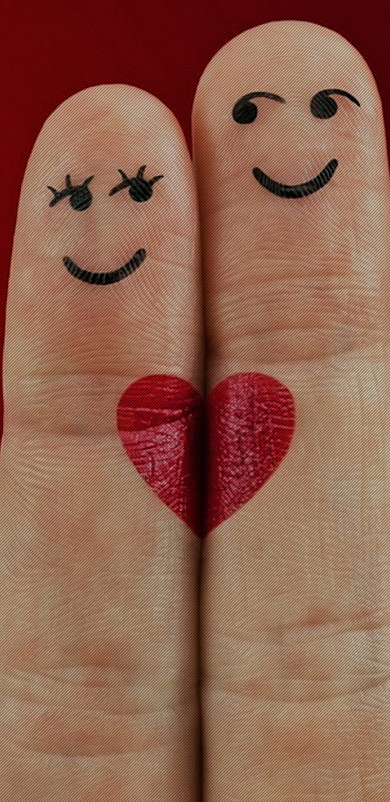 Love fingers, stickers, emotions, emoji, red, lovely, contact, love illusion, HD phone wallpaper