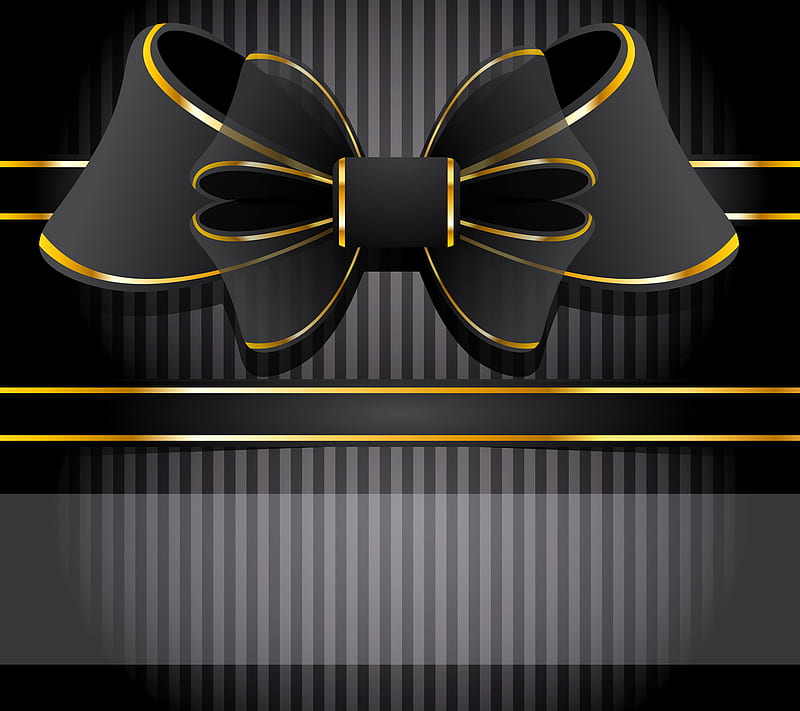 Luxury Bow, background, black, elegant, gold, HD wallpaper