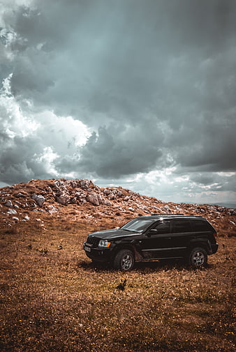 car, suv, side view, stones, sky, HD phone wallpaper