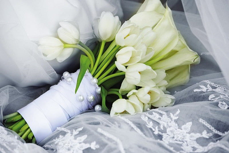 Hermoso ramo, encantador, encaje, bonito, boda, delicado, suavidad, ramo,  tulipanes, Fondo de pantalla HD | Peakpx