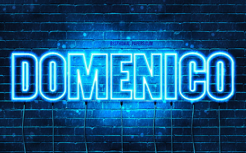 Domenico with names, Domenico name, blue neon lights, Happy Birtay Domenico, popular italian male names, with Domenico name, HD wallpaper
