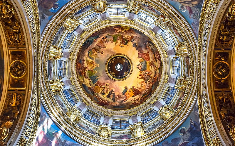 Church Dome in Russia, dome, Russia, church, ceiling, saints, HD wallpaper
