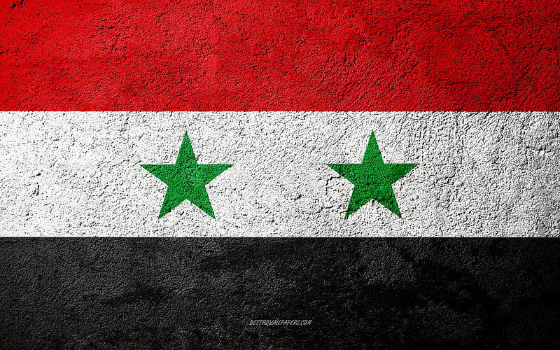 Flag of Syria, concrete texture, stone background, Syria flag, Asia, Syria, flags on stone, HD wallpaper