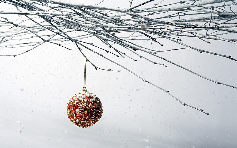Christmas balls snow, HD wallpaper