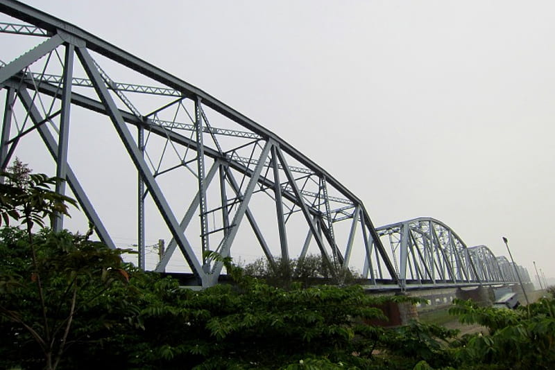 Iron and steel bridge, bridge, steel, park, ditch, Iron, HD wallpaper