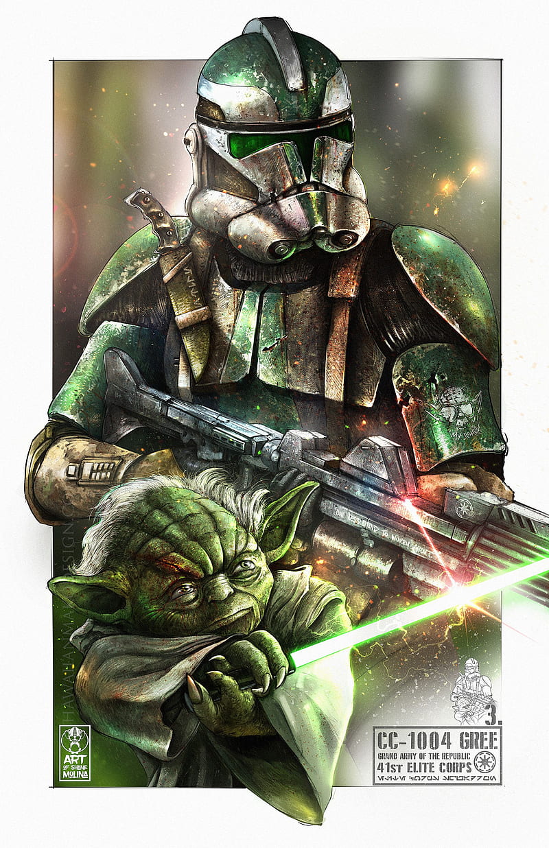 Yoda and gree, clone, star wars, yoda, HD phone wallpaper