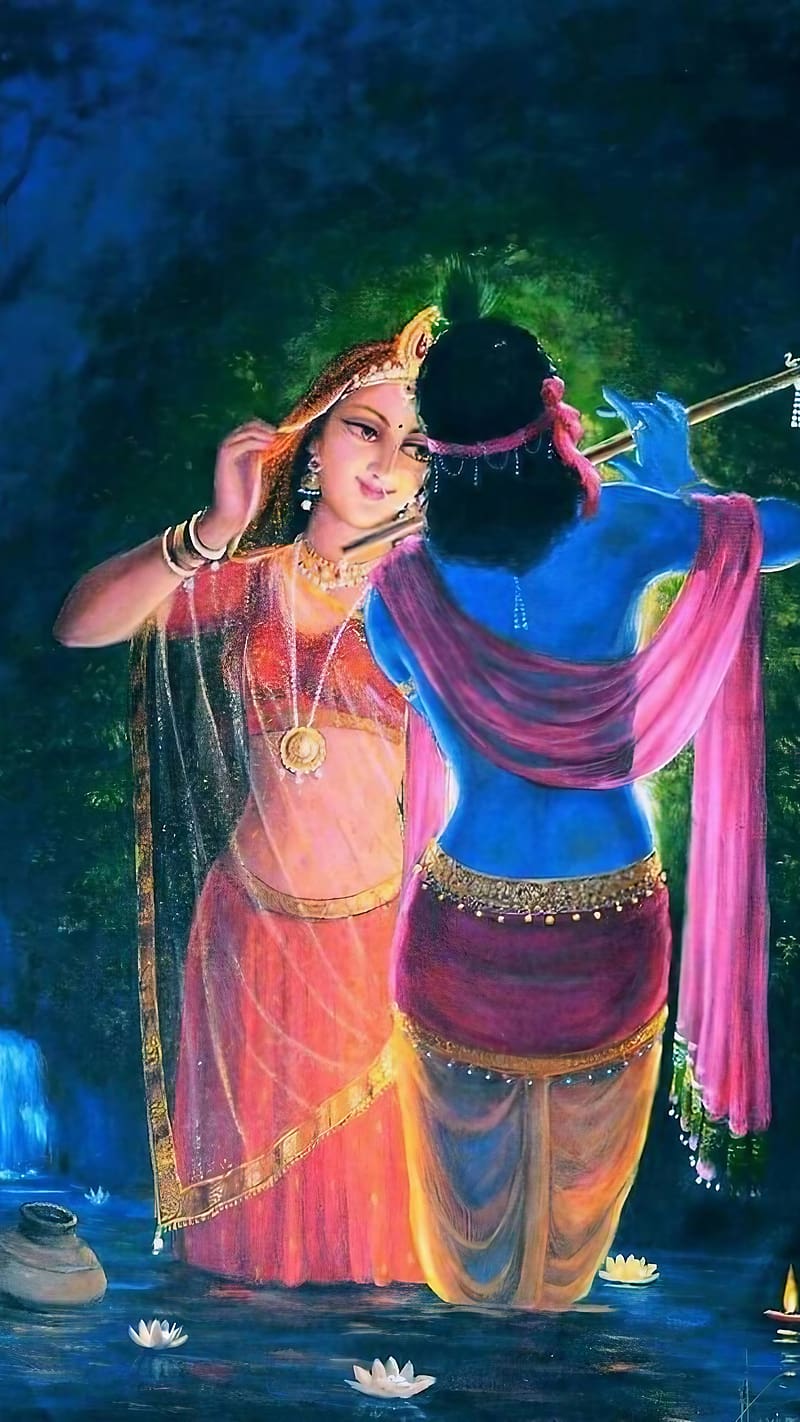 Radhakrishna 3d, paint, lord, god, HD phone wallpaper