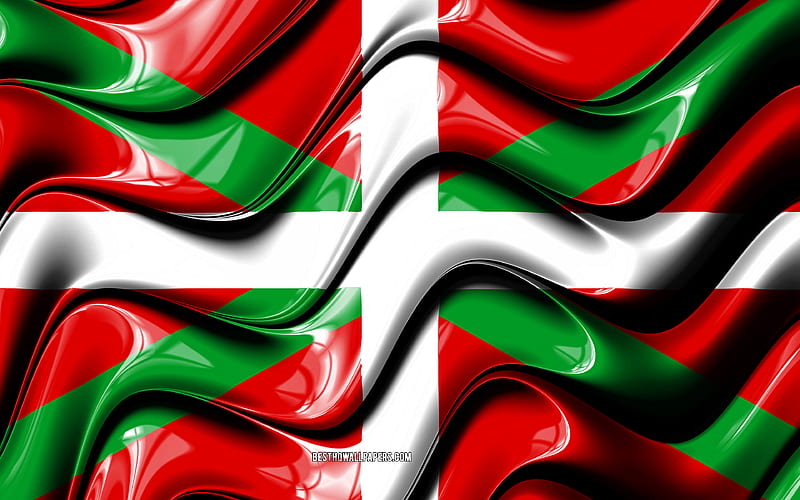 Basque Country flag Communities of Spain, administrative districts, Flag of Basque Country, 3D art, Basque Country, spanish communities, Basque Country 3D flag, Spain, Europe, HD wallpaper