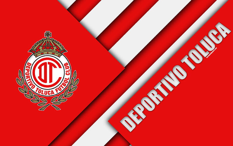 Deportivo Toluca FC Mexican Football Club, material design, logo, red white  abstraction, HD wallpaper | Peakpx