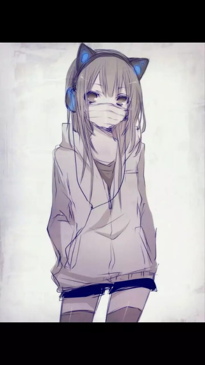 Masked Anime Girl, cute, HD phone wallpaper