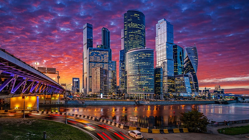 Moscow City At Night, HD wallpaper
