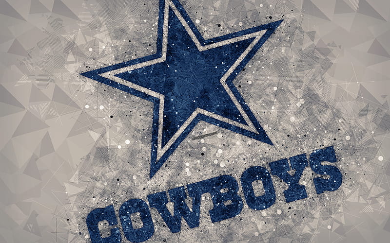 Dallas Cowboys logo, geometric art, american football club, creative art, gray abstract background, NFL, Arlington, Texas, USA, National Football Conference, National Football League, HD wallpaper