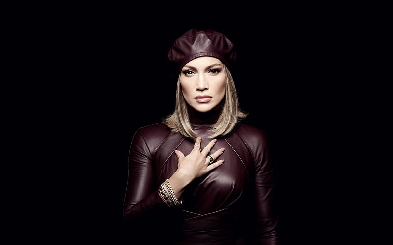 Jennifer Lopez american singer, hoot, burgundy leather dress, american star, HD wallpaper
