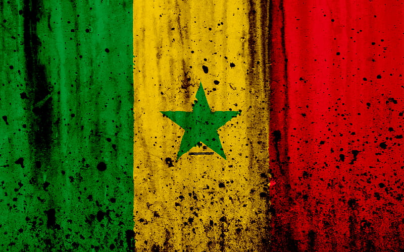 Senegalese flag grunge, flag of Senegal, Africa, Senegal, national symbols, Senegal national flag, HD wallpaper