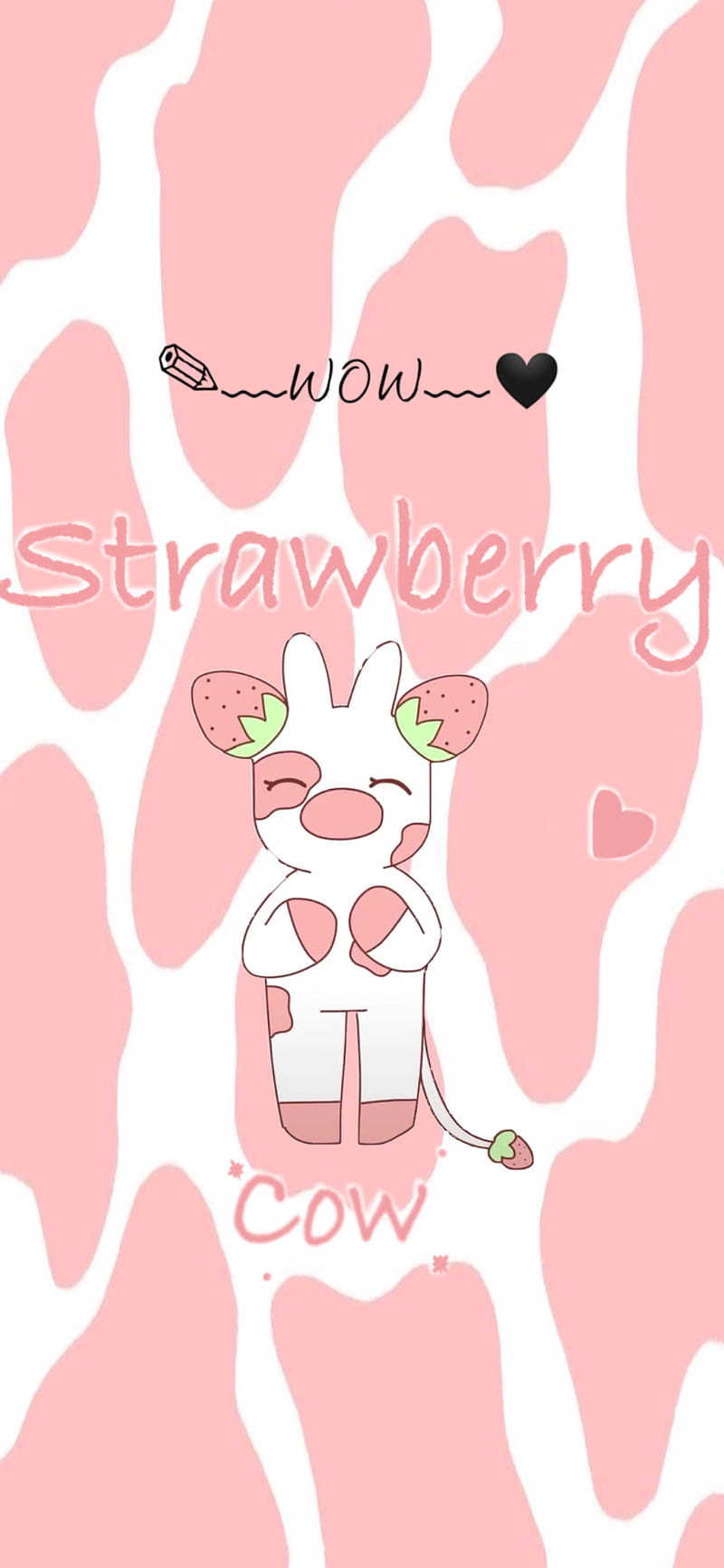 Strawberry cow, pink, HD phone wallpaper | Peakpx