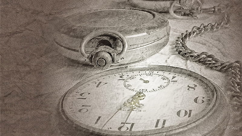 Antique Pocket Watch, chain, gray, time, clock, silver, antique, watch, timepiece, vintage, HD wallpaper