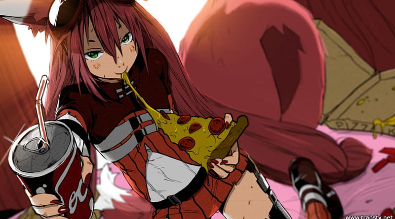 Anime Aesthetic Pizza Slice, Cute Food Art, Cherry Tomatoes And Olives