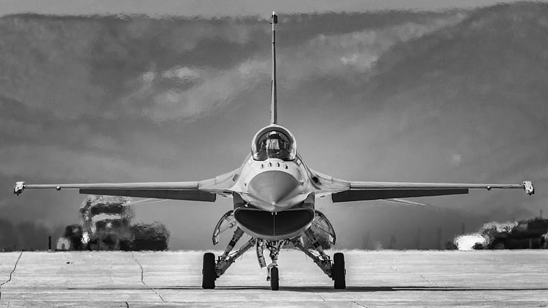 Aircraft, Military, Jet Fighter, Black & White, General Dynamics F 16 Fighting Falcon, Warplane, Jet Fighters, HD wallpaper