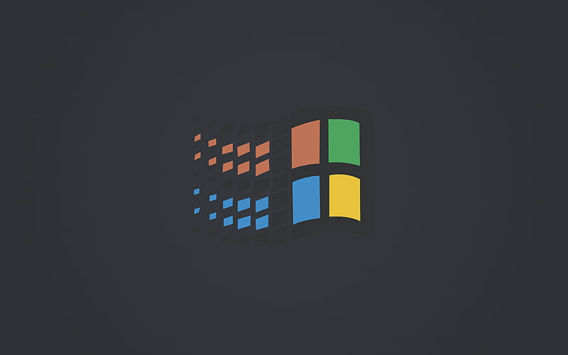 Windows 97, logo, minimal, gray background, Win97, HD wallpaper