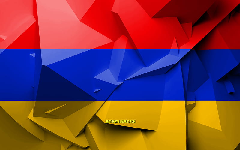 Flag of Armenia, geometric art, Asian countries, Armenian flag, creative, Armenia, Asia, Armenia 3D flag, national symbols, HD wallpaper