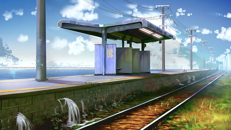 Train Station Illustration aesthetic anime train HD wallpaper  Pxfuel