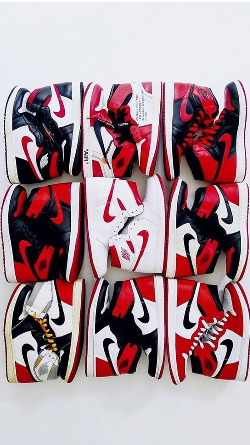 Jordan 1 red, air, chicago, fred, jordan 1, jordan 1 chicago, off white, shoes, HD phone wallpaper