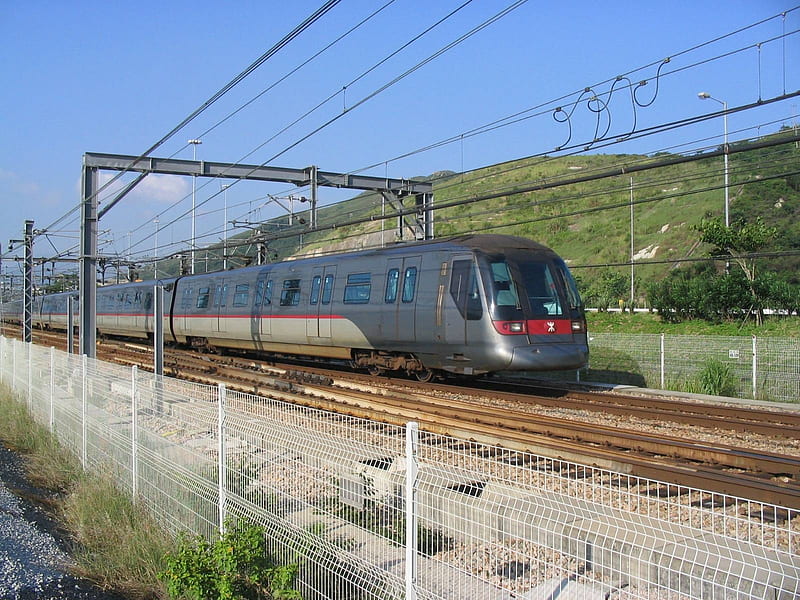 tung chung line, track, train, rail, grass, HD wallpaper