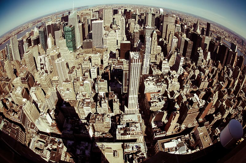 Cities, New York, Manhattan, , Fisheye, HD wallpaper