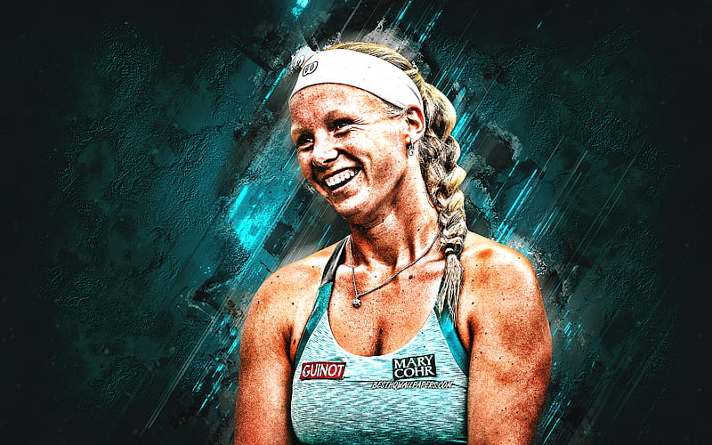 Kiki Bertens, Dutch tennis player, WTA, portrait, blue stone background, creative background, tennis, HD wallpaper