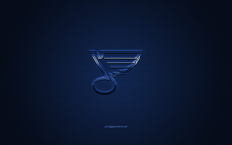 St Louis Blues, American hockey club, NHL, blue logo, blue carbon fiber background, hockey, St Louis, Missouri, USA, National Hockey League, St Louis Blues logo, HD wallpaper