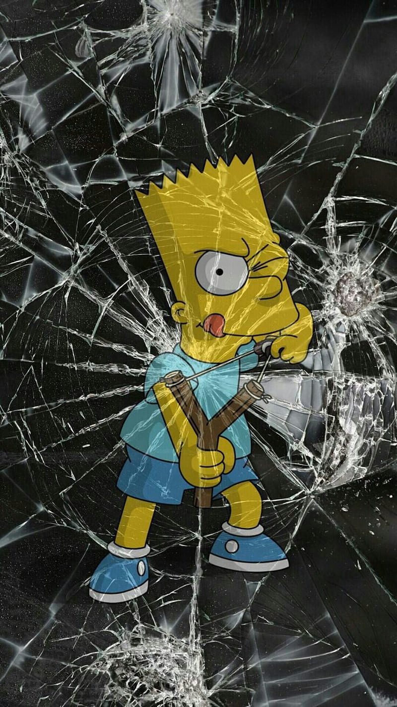 Bart broken screen, simpsons, HD phone wallpaper