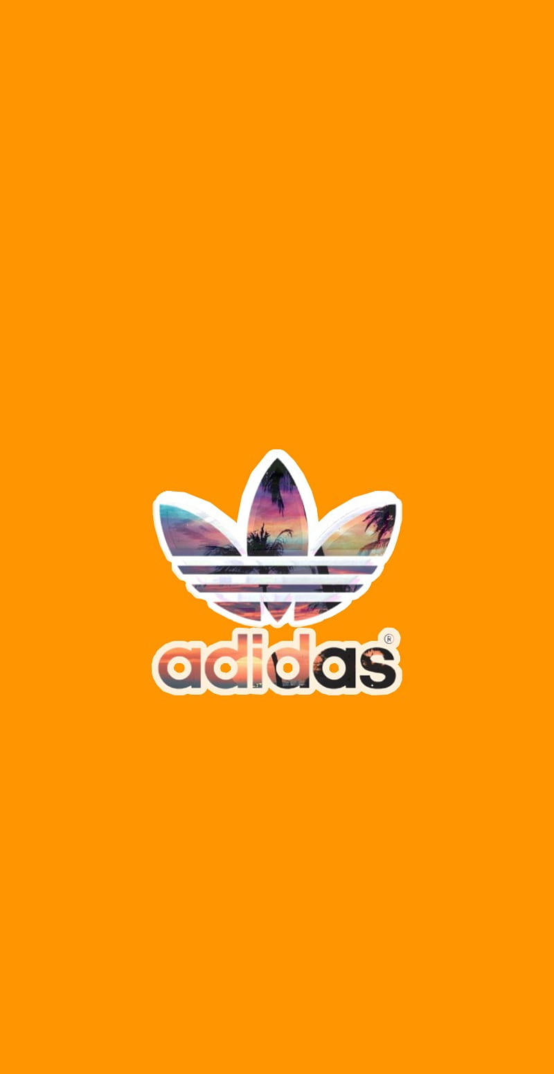 Adidas, adidaslogo, backgraound, logo, orange, HD phone wallpaper
