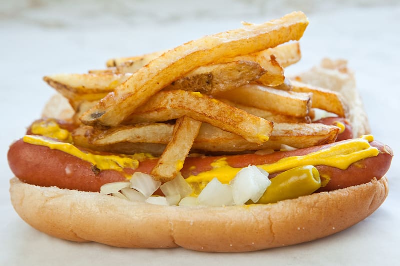Food, French Fries, Hot Dog, HD wallpaper