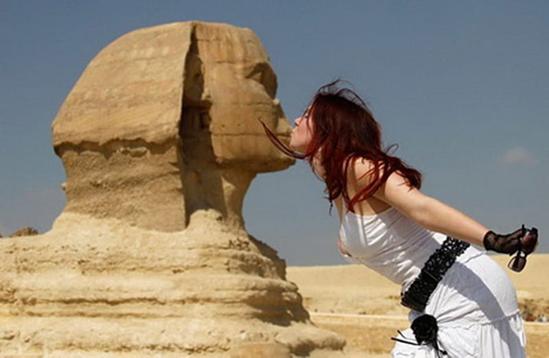 the day kiss, day, sphinx, woman, kiss, HD wallpaper