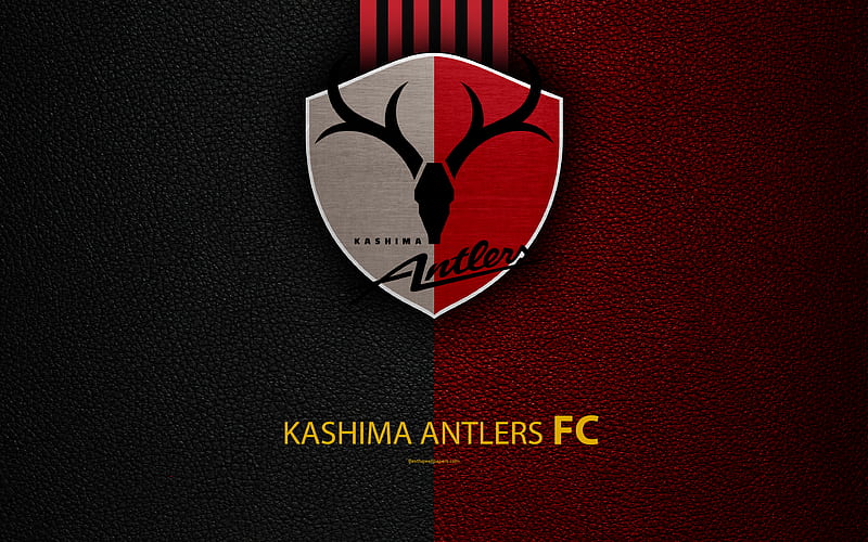 Kashima Antlers FC logo, leather texture, Japanese football club, emblem, J-League, Kashima, Ibaraki, japan, Division 1, football, Japan Football Championships, HD wallpaper