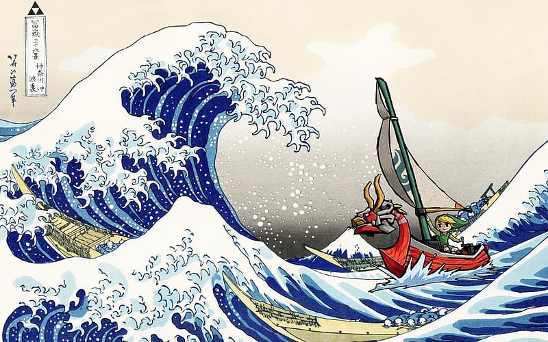 Link, Video Game, Zelda, The Legend Of Zelda: The Wind Waker, The Great Wave Off Kanagawa, HD wallpaper