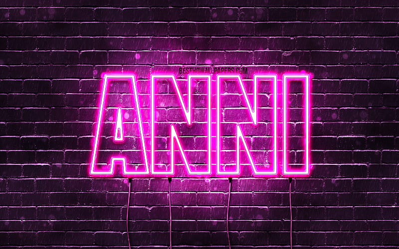 Anni with names, female names, Anni name, purple neon lights, Happy Birtay Anni, popular german female names, with Anni name, HD wallpaper