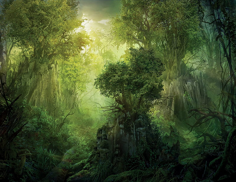 Fantasy, Forest, Tree, Game, Magic: The Gathering, HD wallpaper
