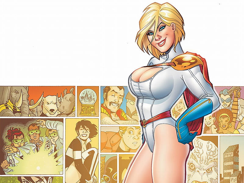 Powergirl, art, female, comic, HD wallpaper Powergirl, art, female, comic, HD wallpaper