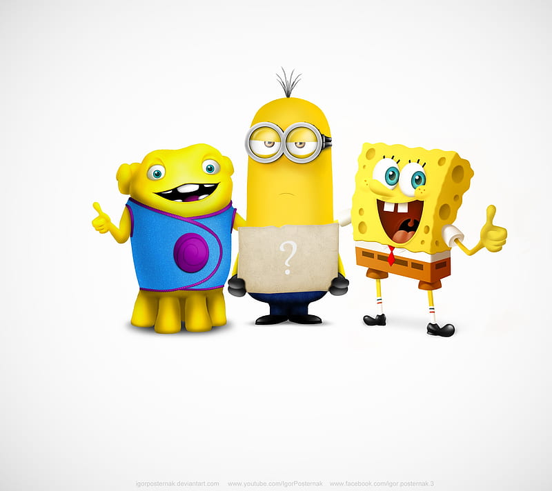Super Team, home, kevin, minions, spongebob squarepants, yellow, HD wallpaper