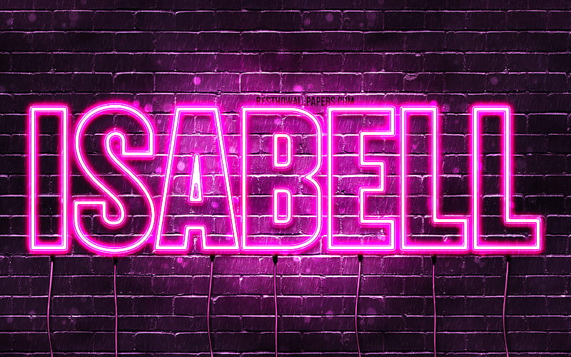 Isabell with names, female names, Isabell name, purple neon lights, Happy Birtay Isabell, popular german female names, with Isabell name, HD wallpaper
