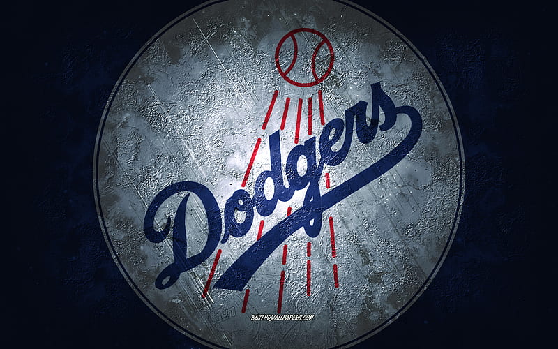 Los Angeles Dodgers, American baseball team, blue stone background, Los Angeles Dodgers logo, grunge art, MLB, baseball, USA, Los Angeles Dodgers emblem, HD wallpaper