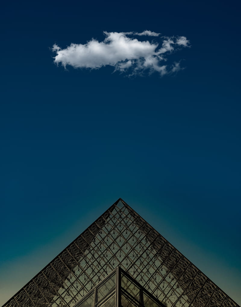 building, pyramid, architecture, construction, glass, HD phone wallpaper
