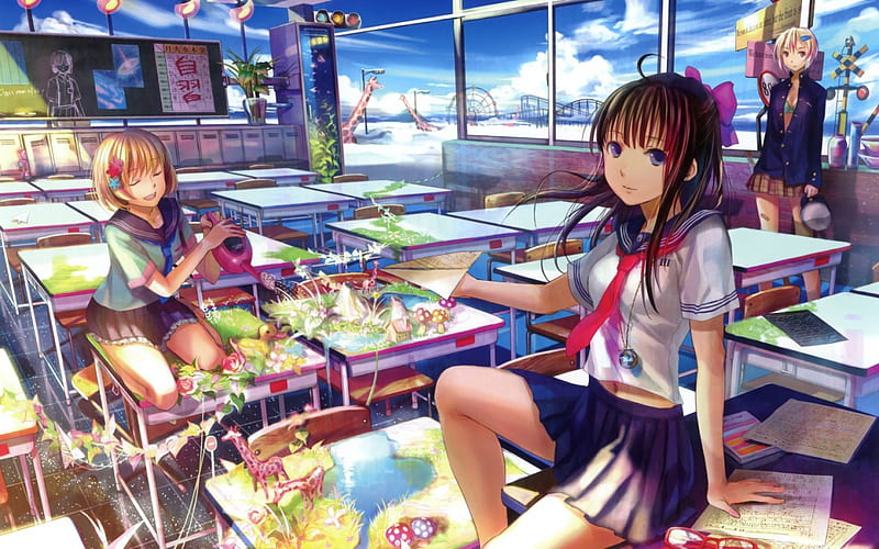 Anime School Desk Wallpaper Download