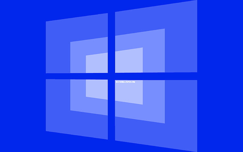 Windows 10 blue logo, minimal, OS, blue background, creative, brands, Windows 10 logo, artwork, Windows 10, HD wallpaper