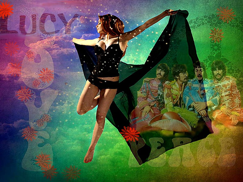 Lucy in the sky with diamonds, beatles, lucy, love, hippy, hippies, peace, diamonds, HD wallpaper