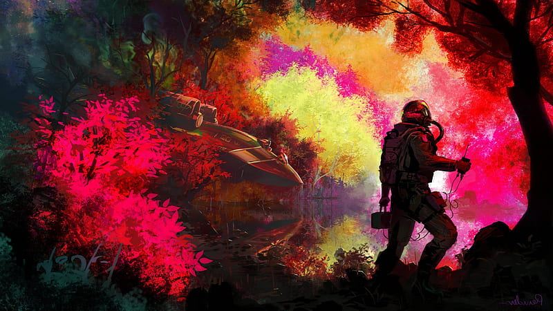 Astronaut Colorful Ship , astronaut, artist, artwork, digital-art, colorful, art, HD wallpaper