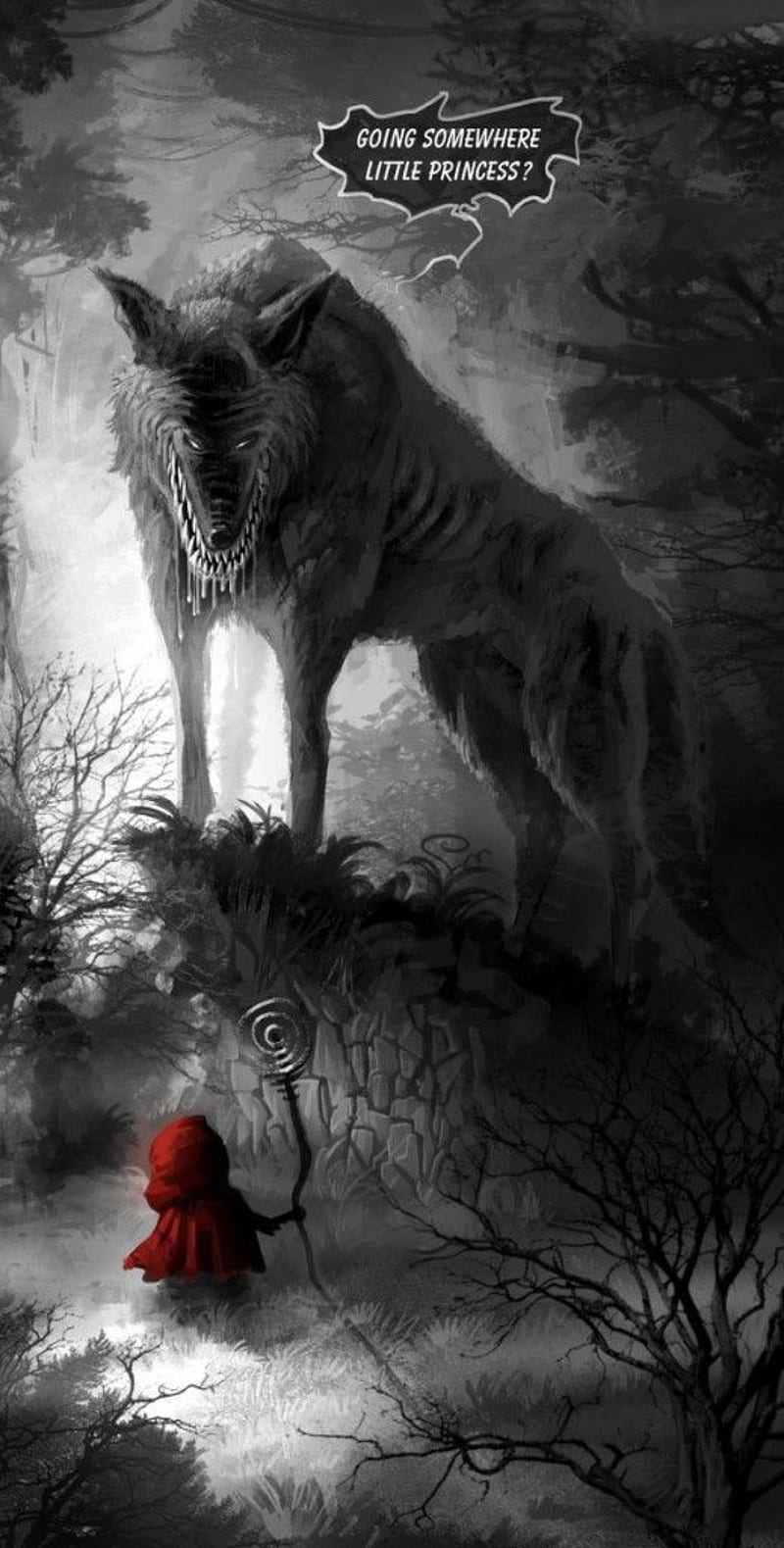 Wolfs Princess, red, red riding hood, wolf, HD phone wallpaper | Peakpx