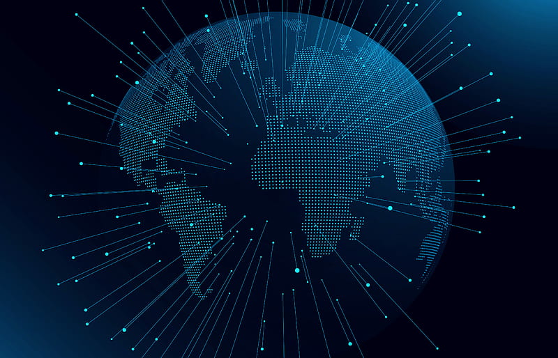 Blue digital globe, blue digital background, global networks, dots globe  silhouette, HD wallpaper | Peakpx